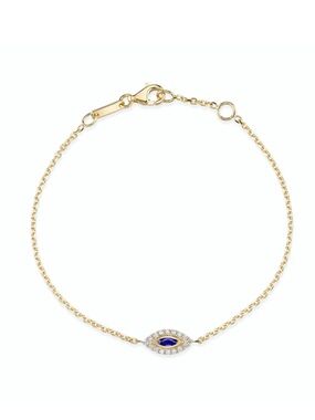 Anita Ko sapphire evil eye yellow gold chain bracelet